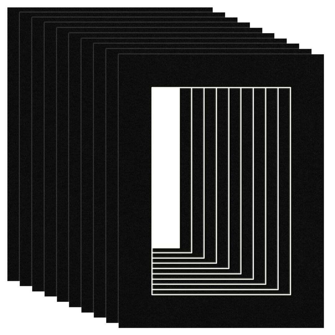 Procut Global 24x18" Black Picture Mounts Board to Fit 18x12" Aperture Size - Photo Mount Card Ideal for Prints, Artwork, Crafts & Certificates - Sizes & Colors Available - Pack of 10 — image 1