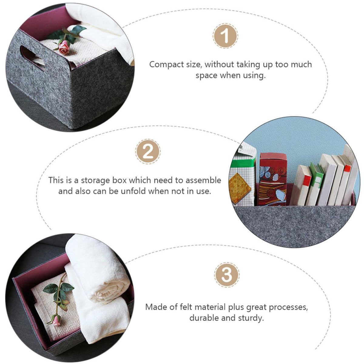Cesta De Almacenamiento De Fieltro Plegable Para Organizador Multifuncional Para Revistas Juguetes y Para y Dormitorio