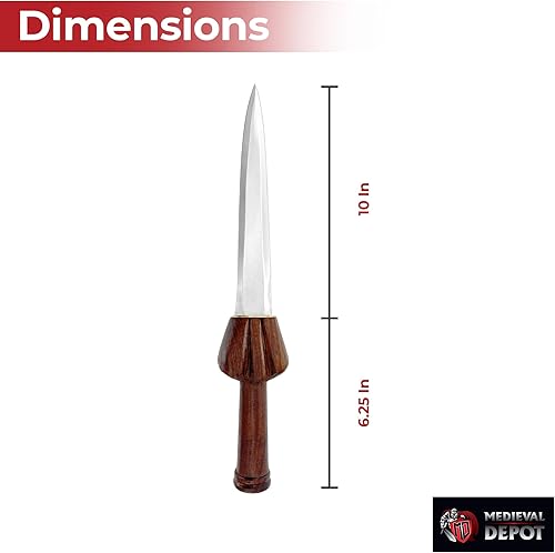 Miniatura 2 de MedievalDepot Daga de buey medieval forjada a mano  Acero de alto carbono 1095  Funda de cuero  Réplica histórica  Fantasía Prop