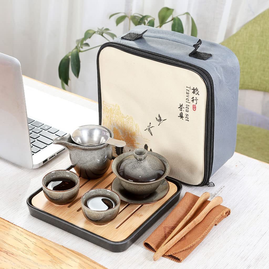 DFGHNBVC Chinese Ceramic Kung Fu Tea Set With Tea Tray And Small Tea Tools, Tea Service,Chinese Gongfu Tea Table Serving,C