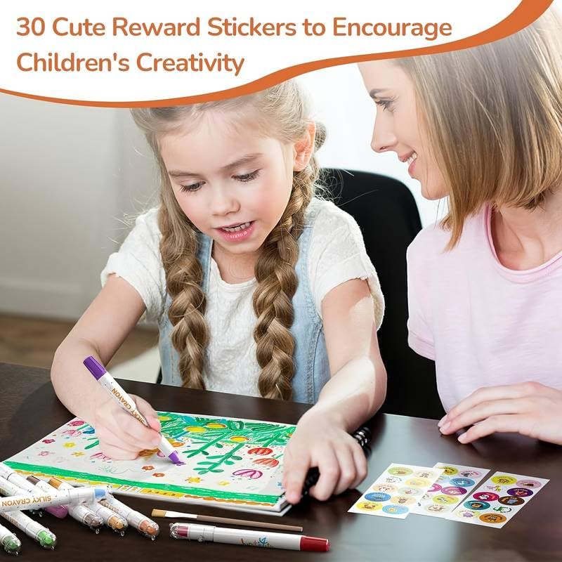 Image of HUBTURE 12 Color Washable Twistable Crayons Set for Kids - Rolling Wax Color Pens, Mess-Free No Sharpening Coloring Supplies - Non-Toxic Mini Crayons for Drawing, Art & School