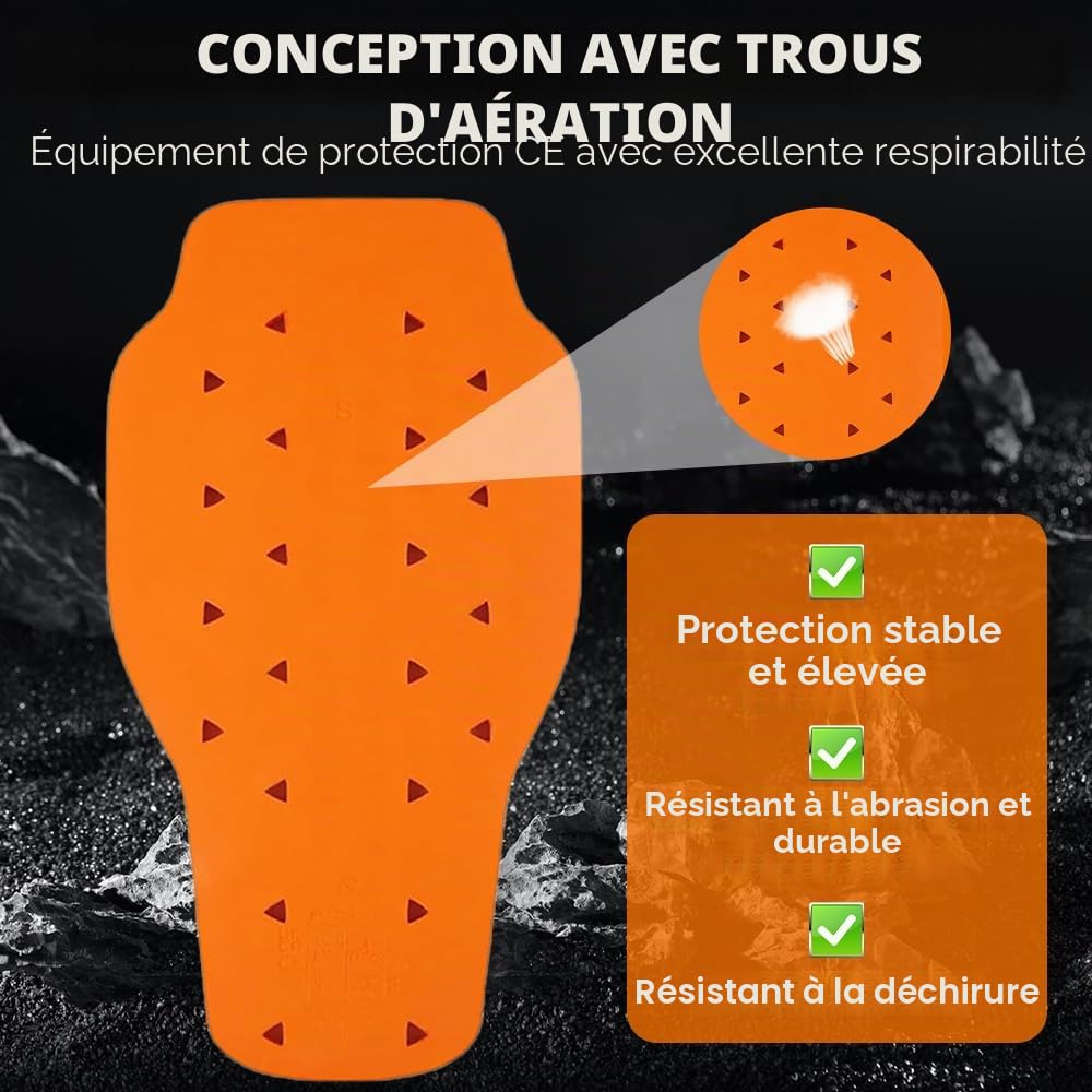 Protection Dorsale pour Moto, Protection Dorsale de Moto Amovible, Insert de Protections Dorsale 42 x 23 cm, Haute Sécurité Certifiée CE Dorsale Motos pour VTT et Motos, Adulte Unisexe