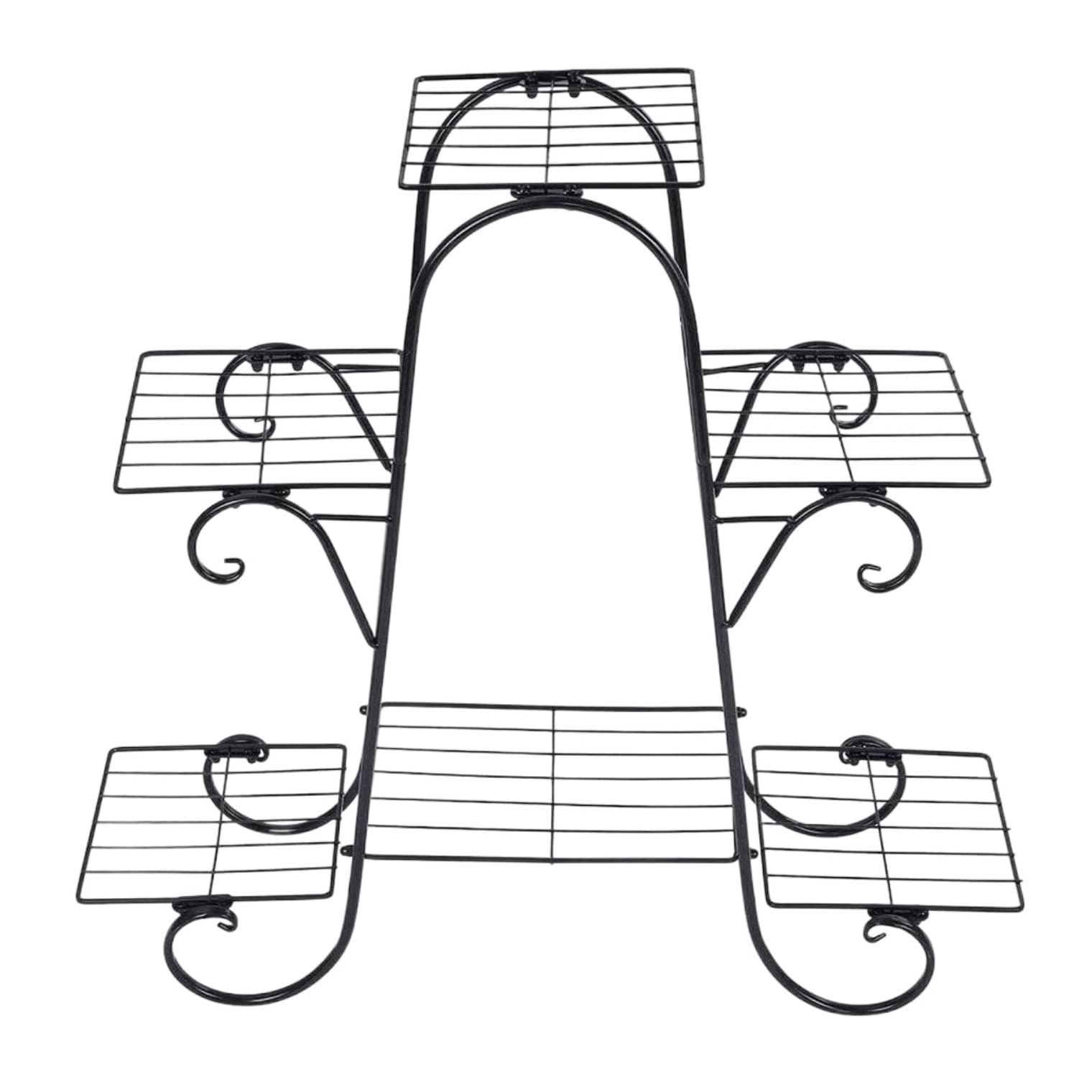 DFGHNBVC Plant Stand Plant Shelves Flower Holder Wrought Iron 6 Tier Plant Stand Metal Flower Stand Multiple Plant Shelf Indoor Outdoor Flower Stand Plant Shelf Plant Rack,Nero-74 * 80 * 21Cm