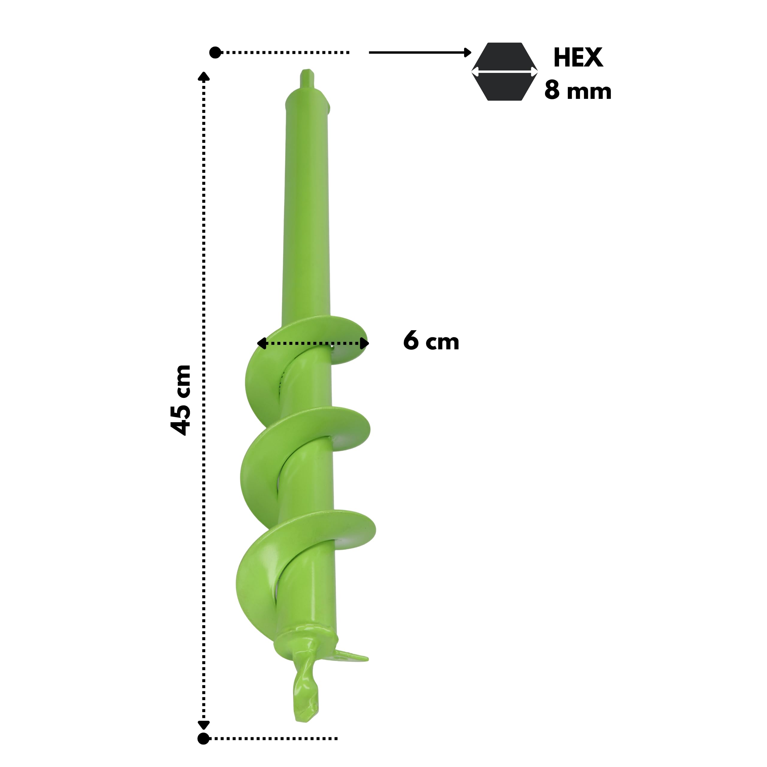 WERHE Punta da terra 60 mm Ø, lunga 450 mm per trapano e avvitatore a batteria – trivella da giardino per piantare senza sforzo fiori, arbusti e scavare fori per pali di recinzione