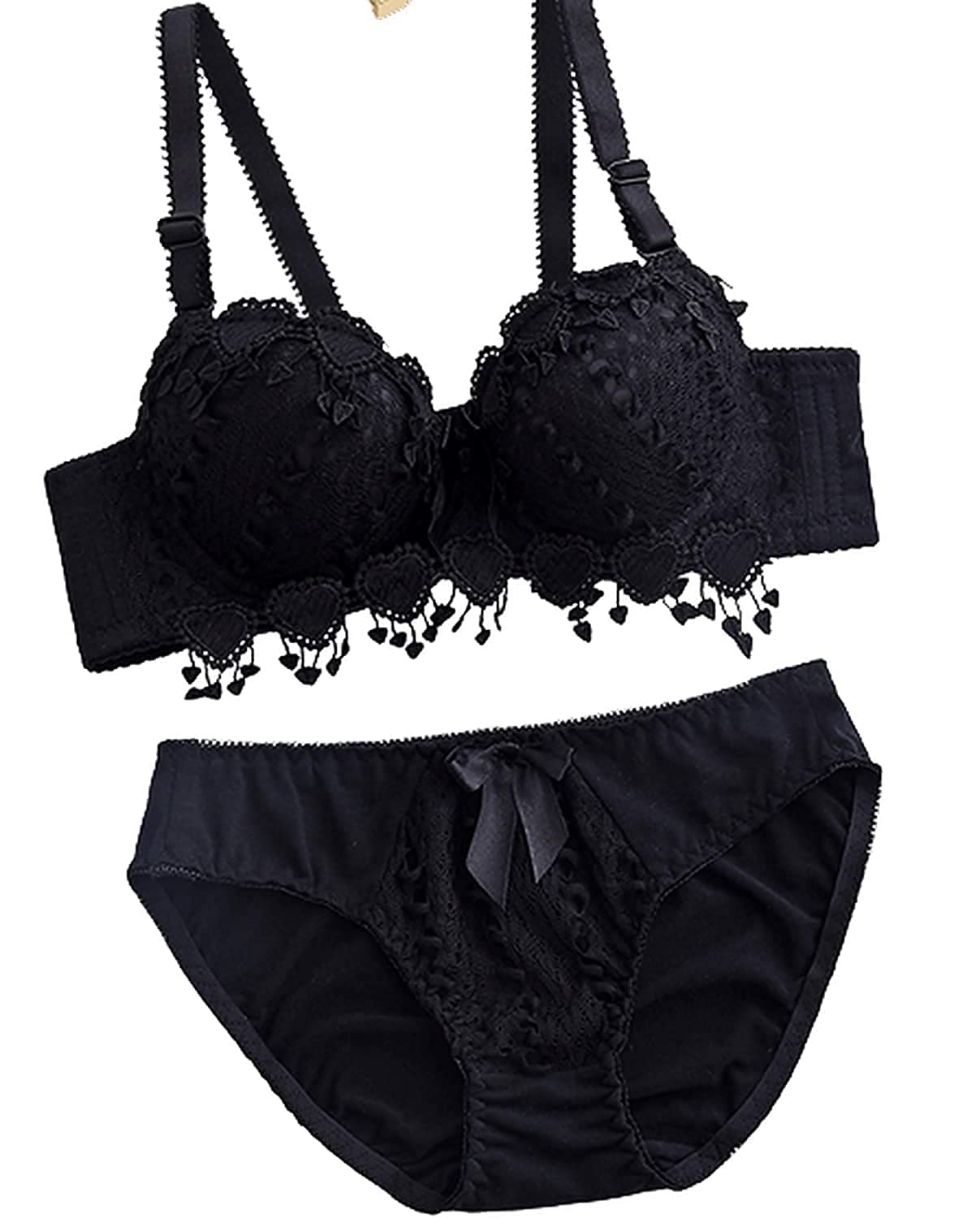Women's Gorgeous Honeymoon Heavily Padded Lace Wired Push up Bra Panty Bridal Set-image-5
