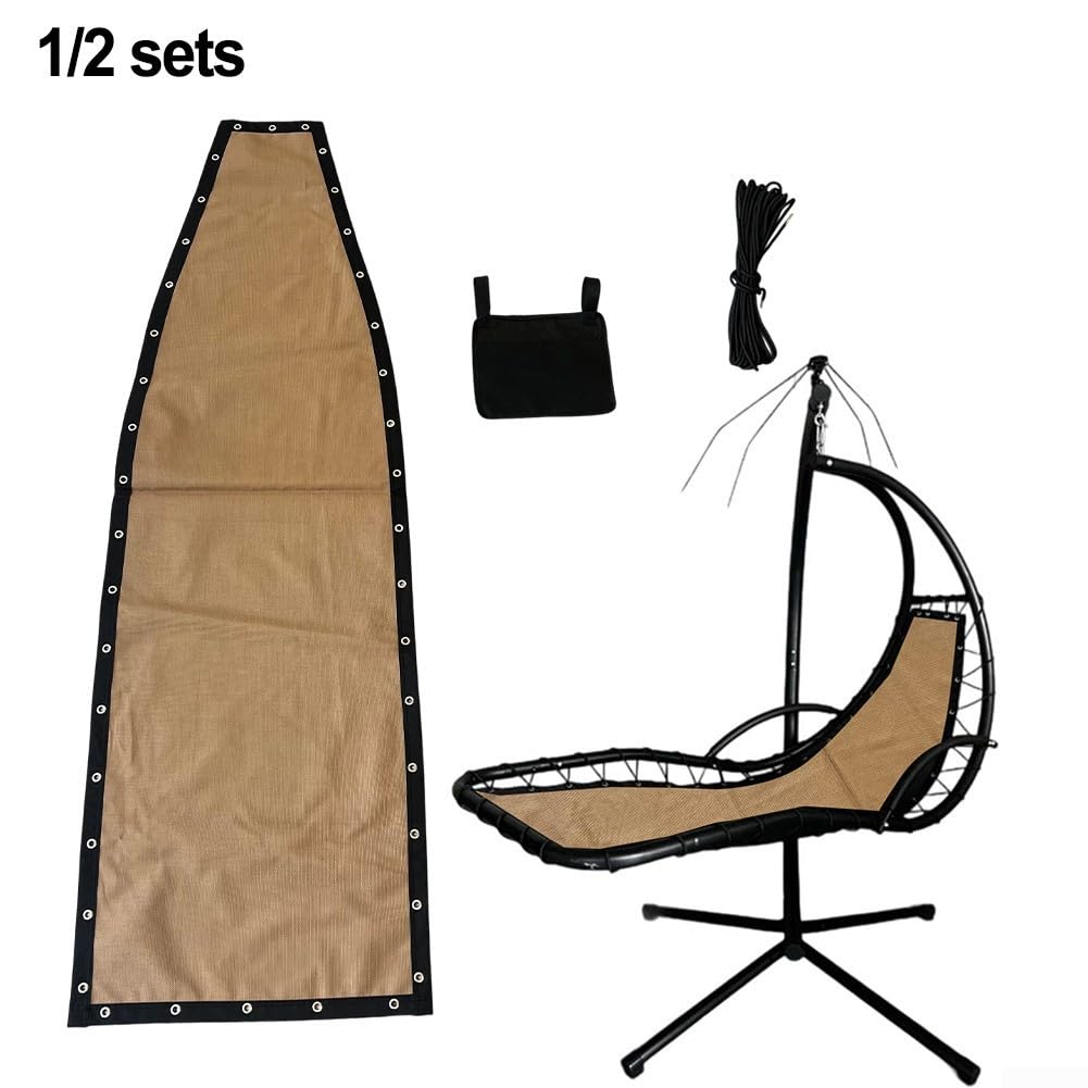 Paño de asiento para silla colgante, paño de repuesto caqui, para silla columpio colgante de textileno, kit de renovación de tela para muebles de patio al aire libre, 64 x 197 x 23 cm (2 piezas con