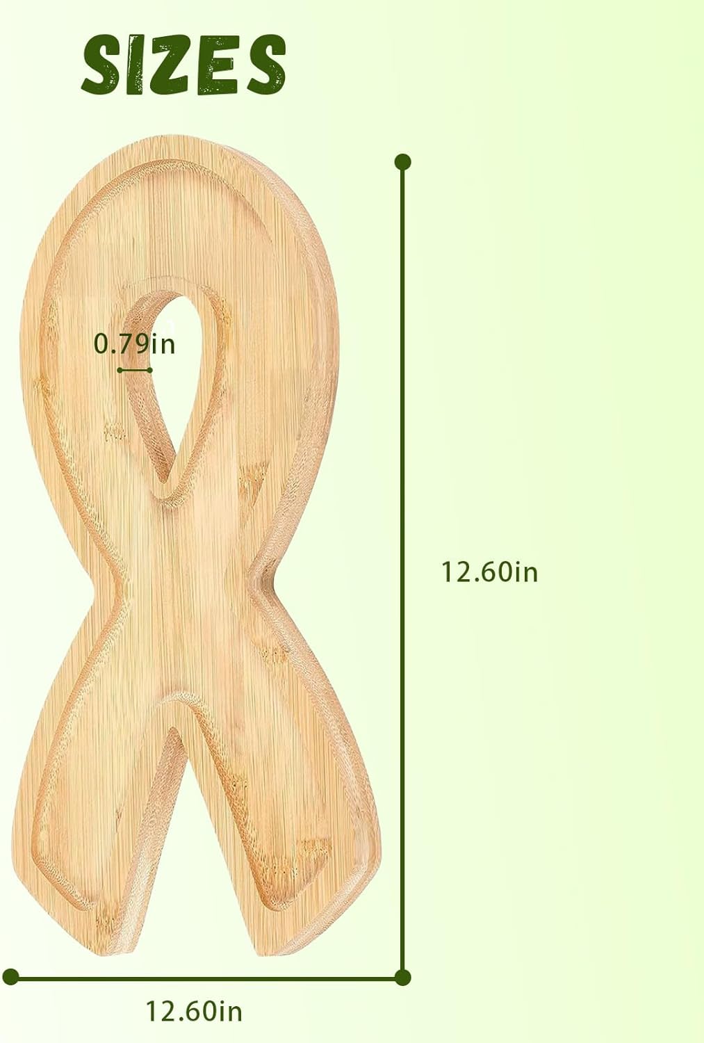 2PCS Wood Candy Platters Wooden Serving Tray Gifts: 12.6" x 6.3" Reusable Bamboo Serving Tray for Breast Cancer Awareness, Ribbon Shaped Wooden Charcuterie Tray for Snacks Cookies Fruit