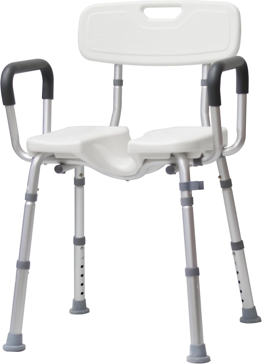 Shower Chair for Inside Shower with Arms and Back, Anti-Slip Design Shower Seat, Shower Chair for Elderly and Disabled with Groove for Private Cleaning, Adjustable Height