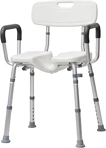 Shower Chair for Inside Shower with Arms and Back, Anti-Slip Design Shower Seat, Shower Chair for Elderly and Disabled with Groove for Private Cleaning, Adjustable Height