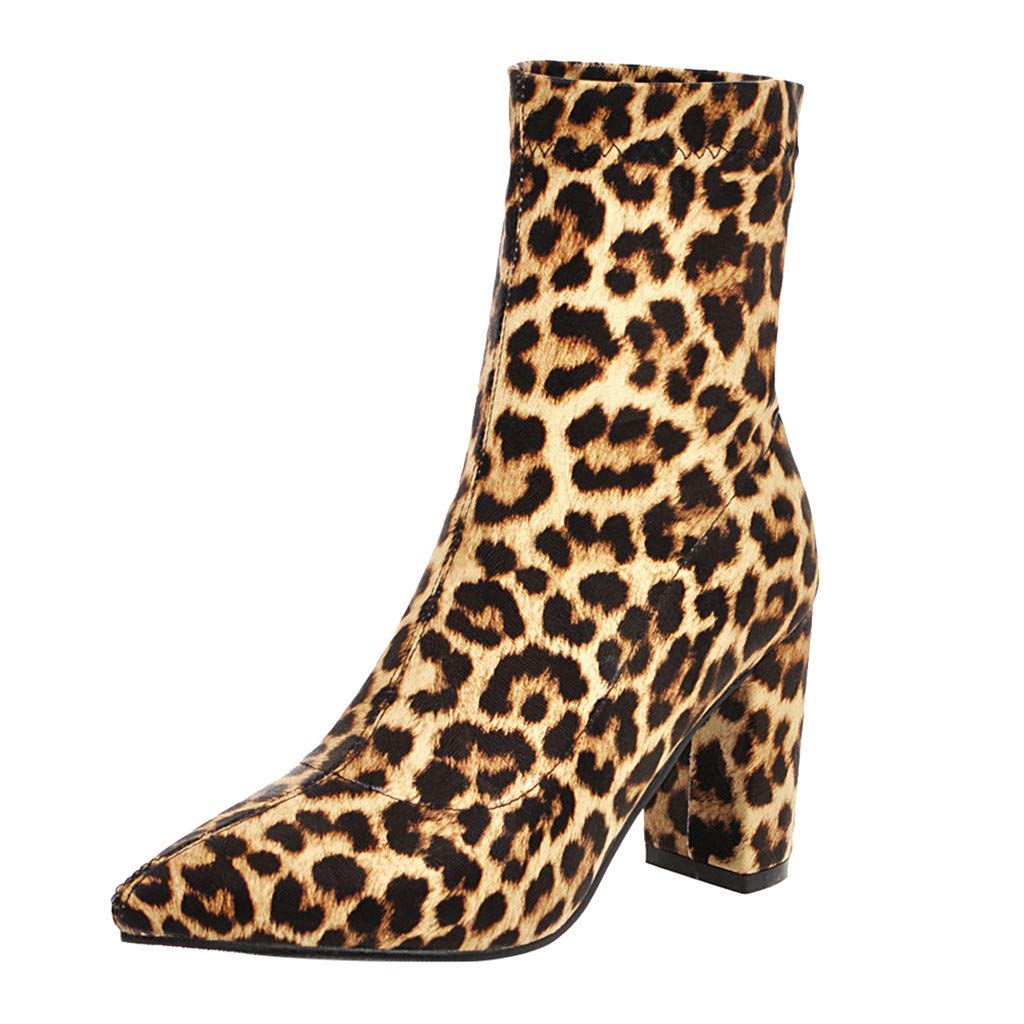 Sequin Leopard Print Ankle Boots Retro 