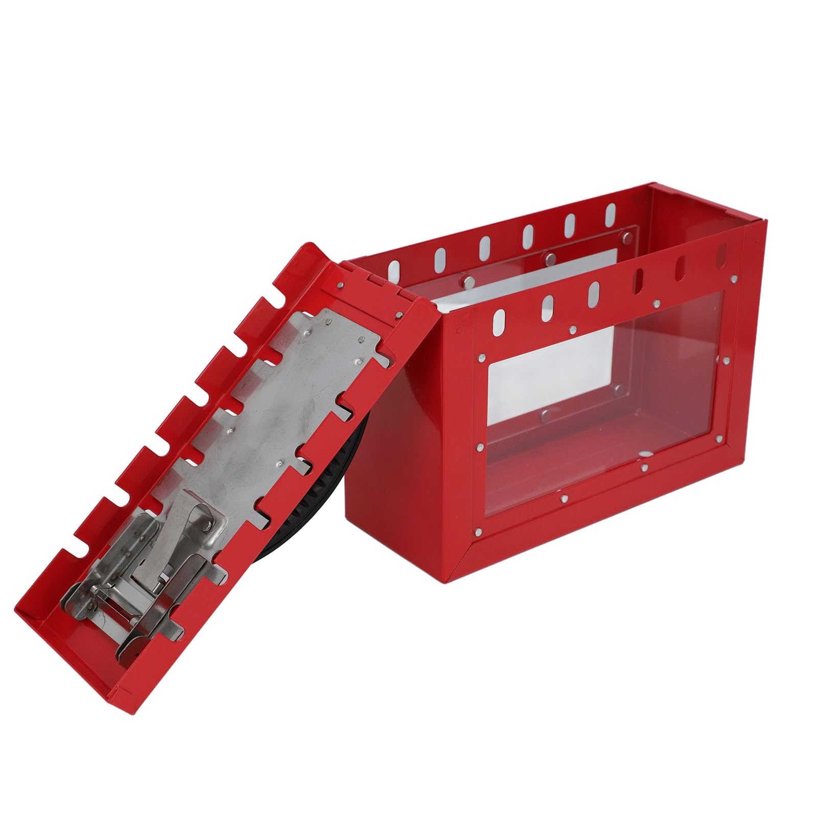 Generic Safety Group Caja de Candado Etiqueta de Bloqueo Portátil Transparente con 12 Orificios, Construcción de Acero Industrial con Acrílico y Ergonómico para Aplicaciones Loto Multiusuario