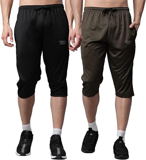 Mack Jonney Dryfit Lycra Solid 3/4th Capri for Men (Pack of 2)-Dryfit_D13_BLK_OLV_02-P