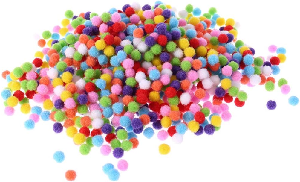 1000Pcs Soft Round Craft Pompoms Mixed Color Pom Poms 10mm Craft