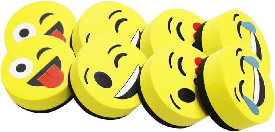 VIZ-PRO Magnetic Smiley Face Circular Whiteboard Eraser / 8 Pack of 2" Dry Erase Erasers