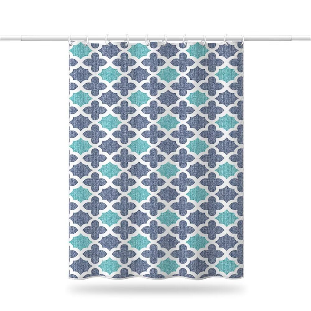 Rideau de douche anti moisissure imperméable en tissu polyester bleu lavable