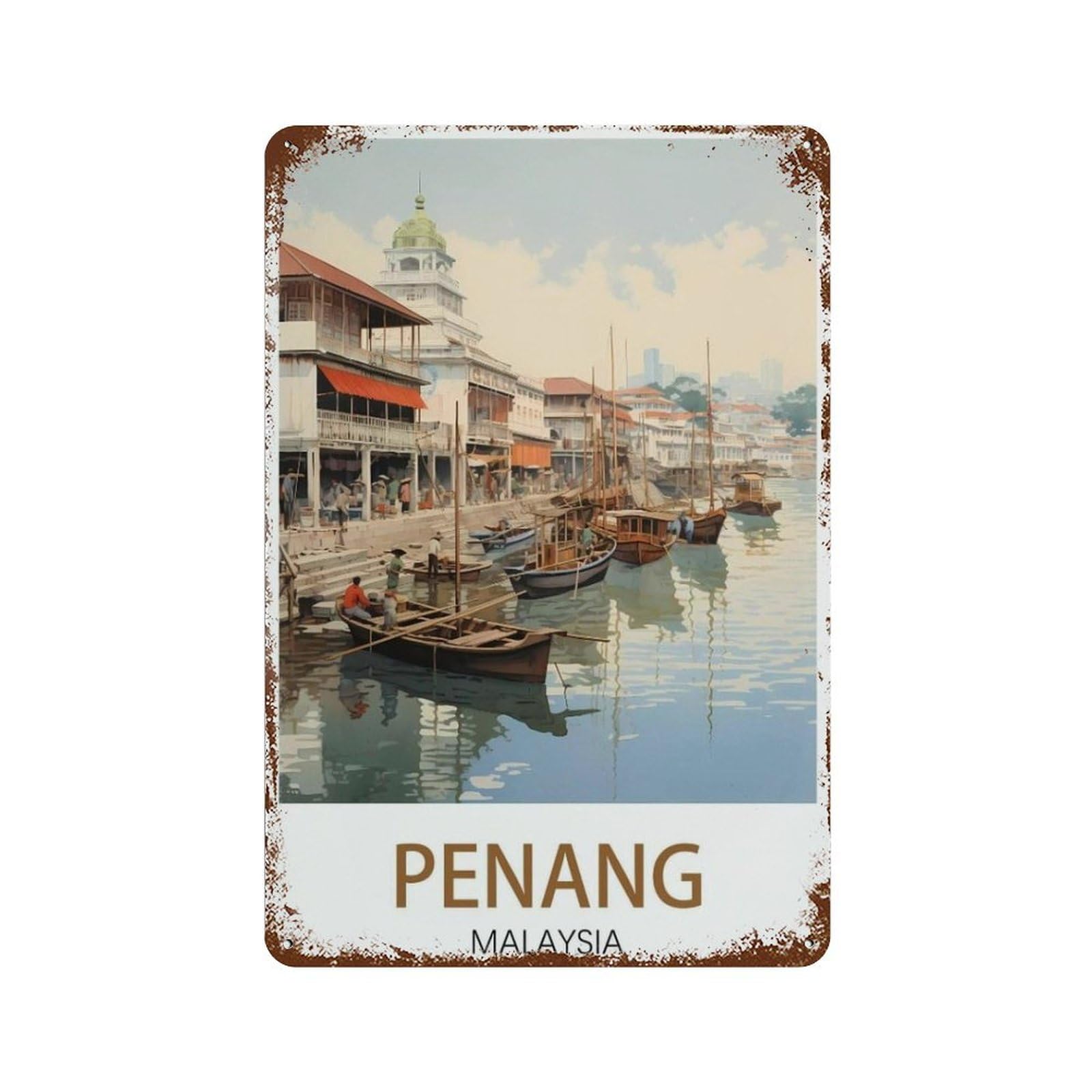 Pgcksk A26 Malaysia Penang，Funny Toilet Poster Sign, Vintage Metal Tin Sign, Bathroom Poster, Bathroom Decor, Home Wall Decor Art Tin Sign Plaque(15X30cm）6X12 Inch-S72