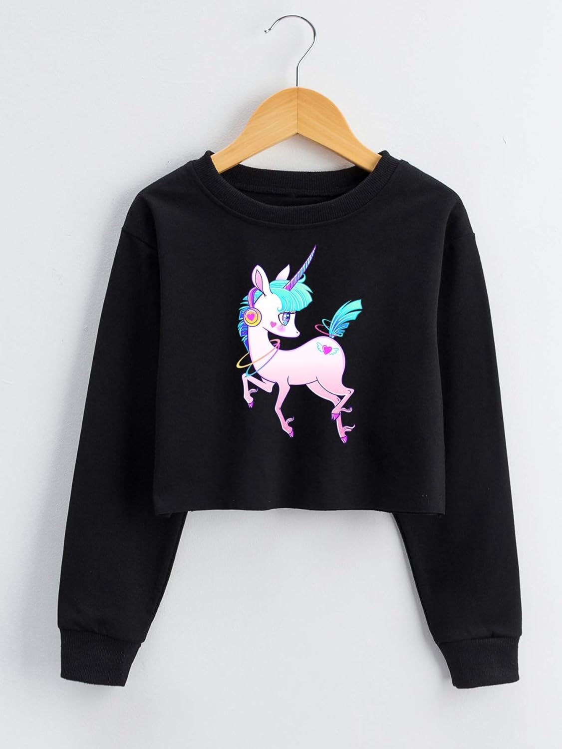G-Amber Girls Crop Tops for Kids Sweatshirt Funny Letters Long Sleeve Fashion Pullover - Image 2