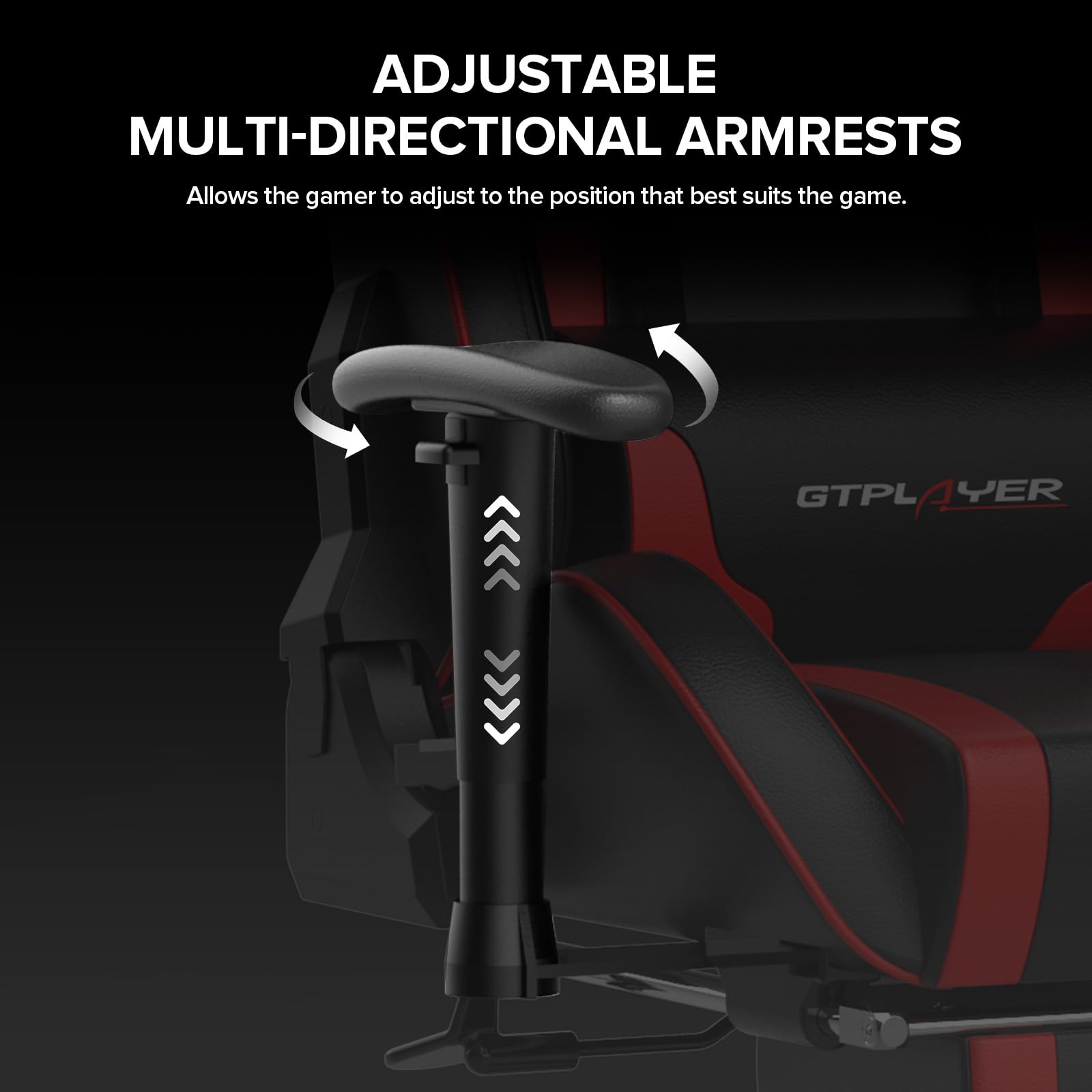 GTPLAYER Silla Gaming con Altavoz Bluetooth Reposapies Escritorio Oficina Gamer Ergonomica con Cojín Reposabrazos 3D Ajustables Respaldo Reclinable Multifuncional Rojo