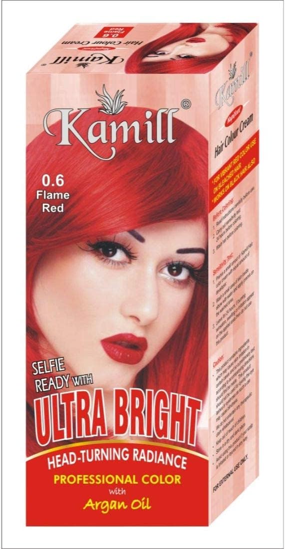 Kamill Flame Red (0.6) Ultra Bright HeadTurning Radiance Professional Hair Color With Argan Oil,Natural Hair Color, 100% Organic Hair Colour for women and Men (100 gm)