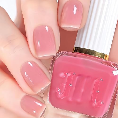 NovaCharm Jelly Pink Nail Polish, Quick Dry Sheer Pink Nail