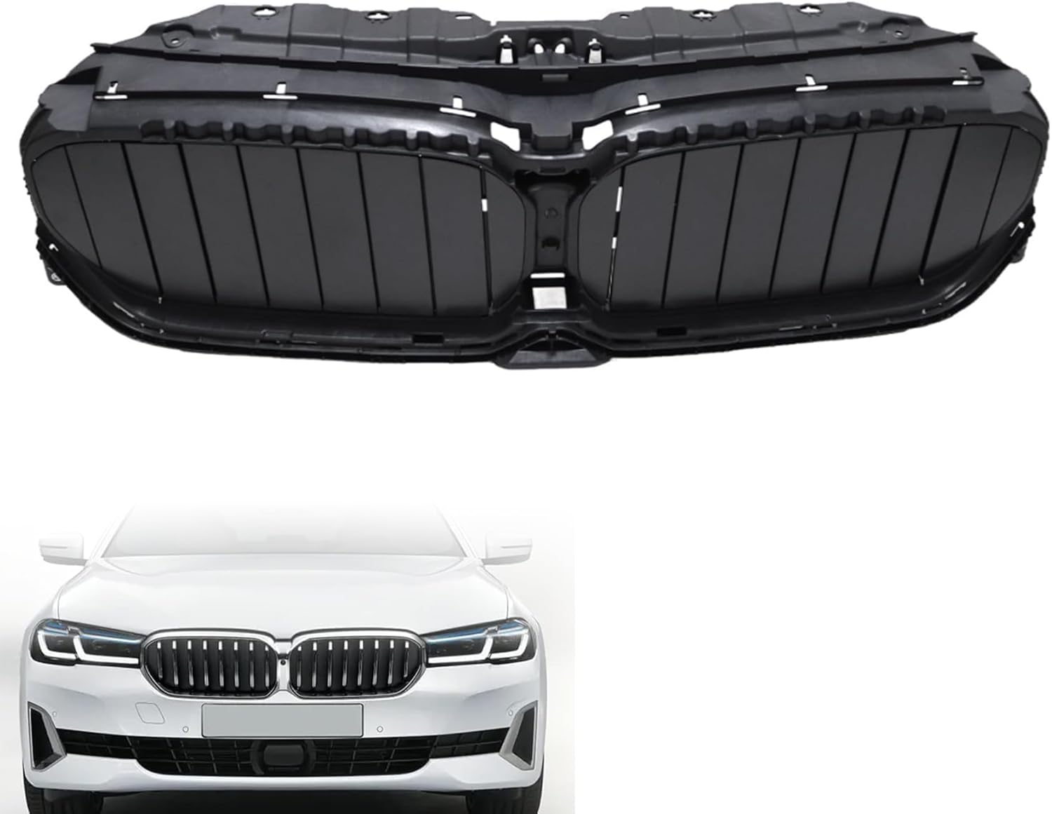 Priprilod Black Radiator Active Grille Front Air Shutter w/Motor Compatible with BMW 540i G30 2021 2022 2023# 51119498612