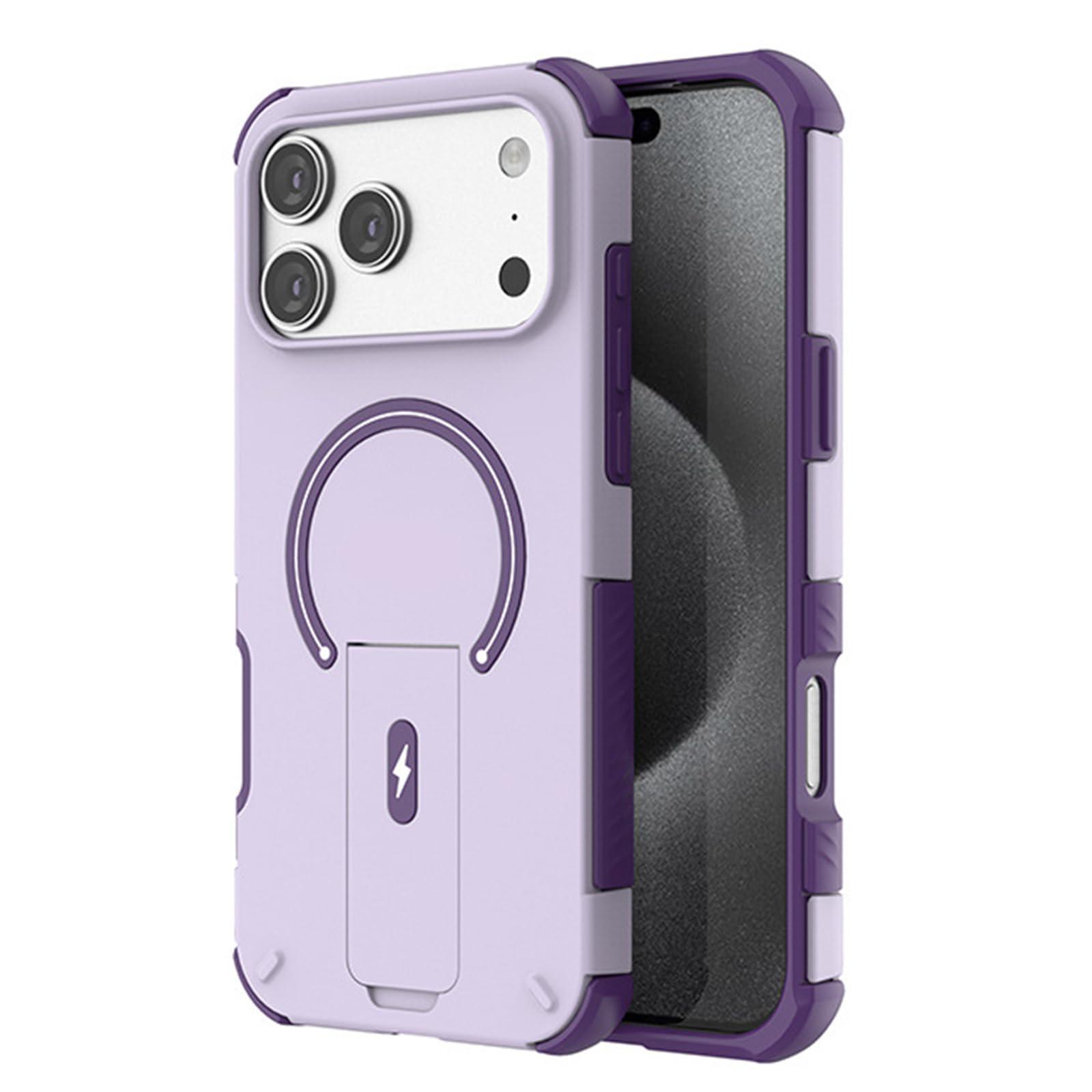 Mfaoshi Purple Magnetic Case For Iphone 17 Pro Max/17 Pro/17, Ultra-Thin Frosted Non Slip Shockproof Phone Case With Folding Kickstand Cover,,17 Pro