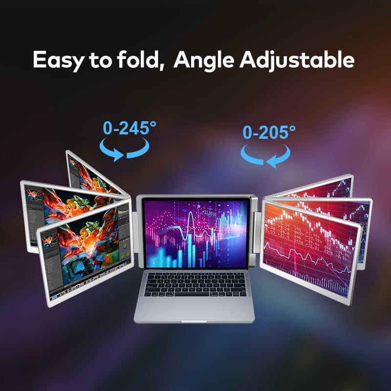 16" Laptop Screen Extender Triple Display - 2560x1600P QHD Portable Monitor, USB C Detachable Plug & Play Extender for 12" -17" Laptops - Compatible with Windows/Android/PS4/MacBook - Image 8