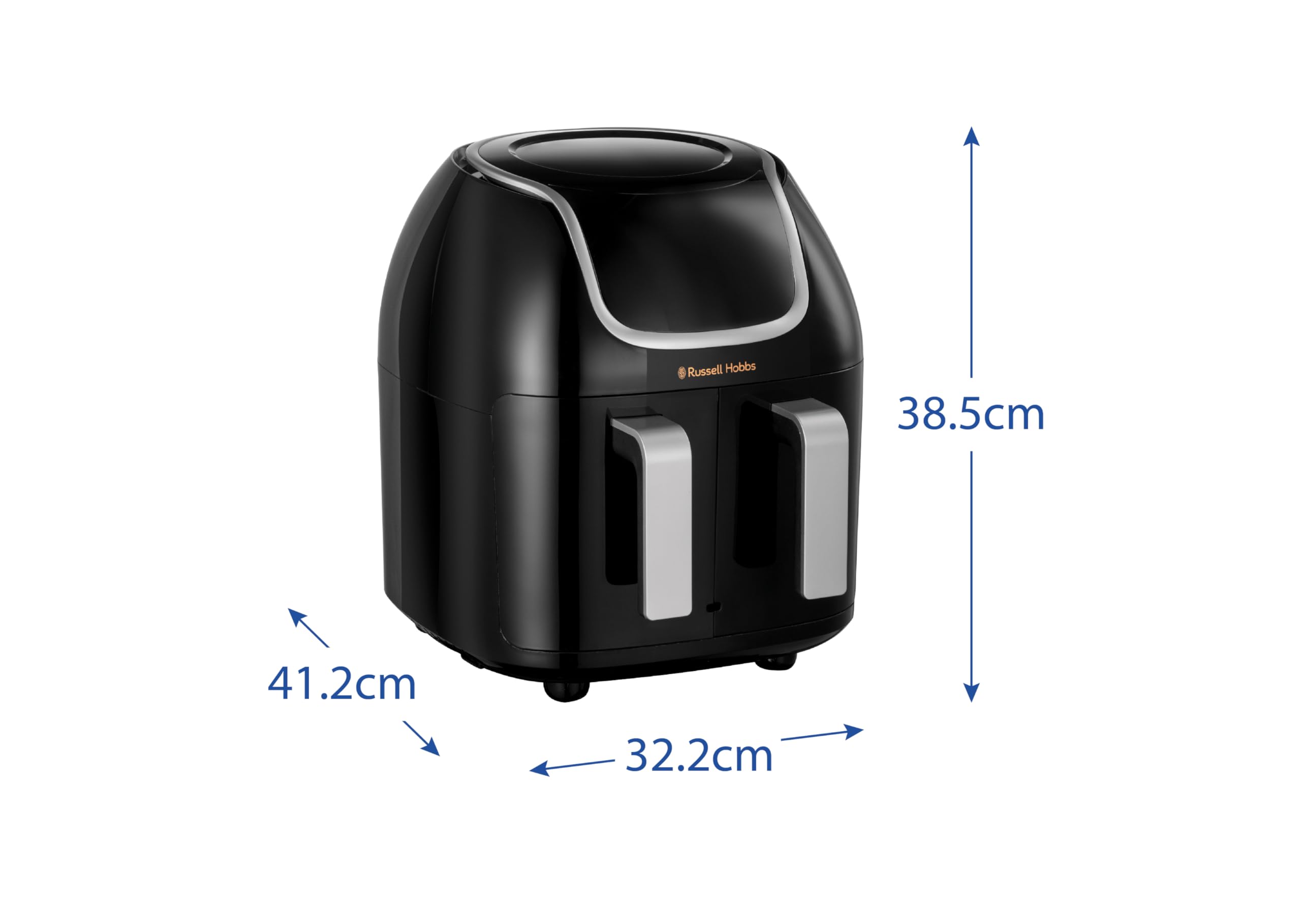 Russell Hobbs Freidora de Aire 8,5 l Doble, Freidora sin Aceite, Dos Cestillos Regulables por Separado, Dietética, Cocción Sincronizable, 8 Programas, Táctil, Digital, hasta 200º C, 27290-56S
