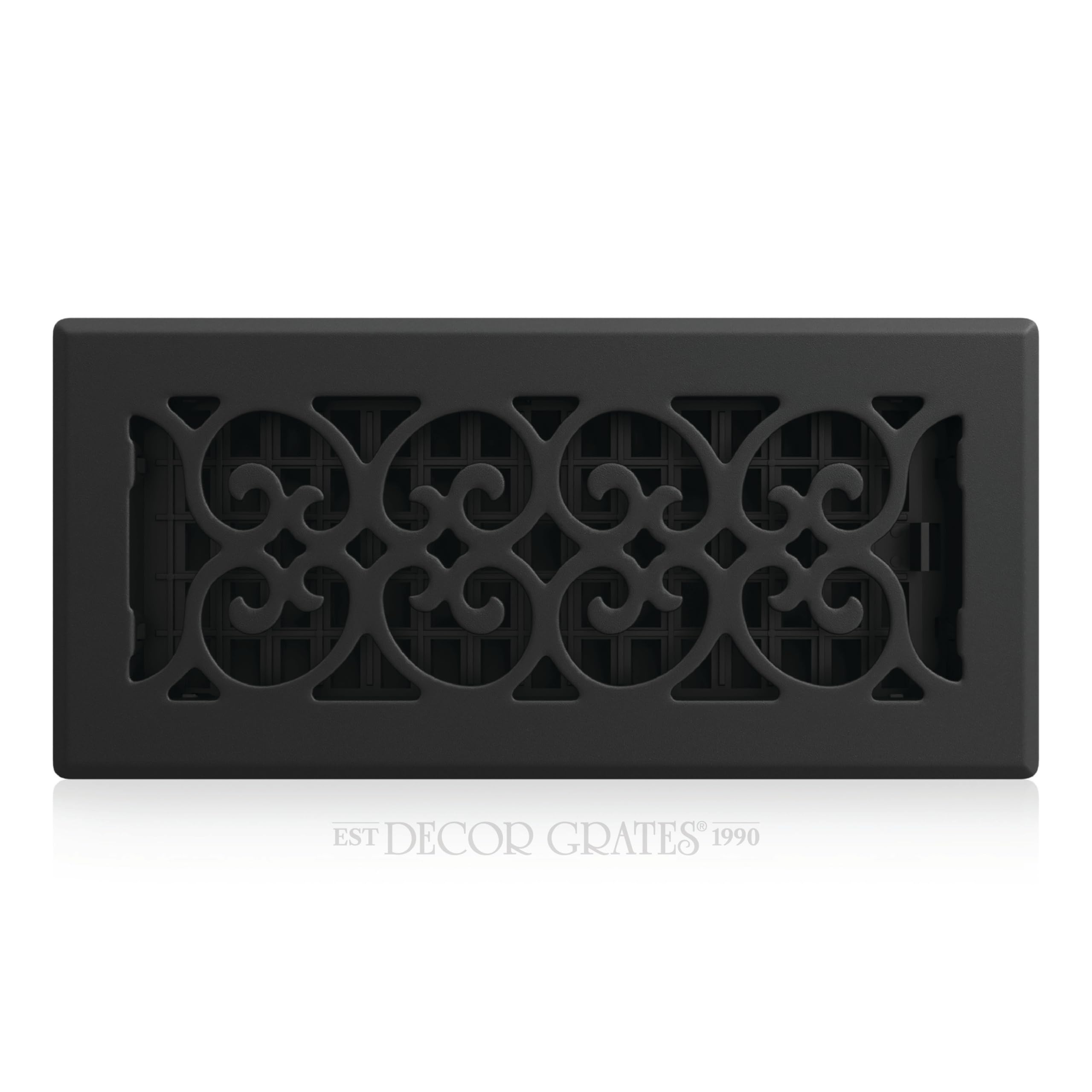 Decor Grates ST410 Scroll Design Floor Register, 4x10 Inches, Textured Black