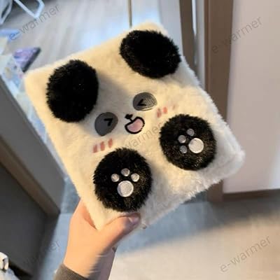 e-warmer ふわふわ毛付きアニマルデザイン A6シール帳バインダー 6穴タイプ 10枚リフィル付き ノート 手帳 アルバム用 可愛い 女の子向け ギフトに …