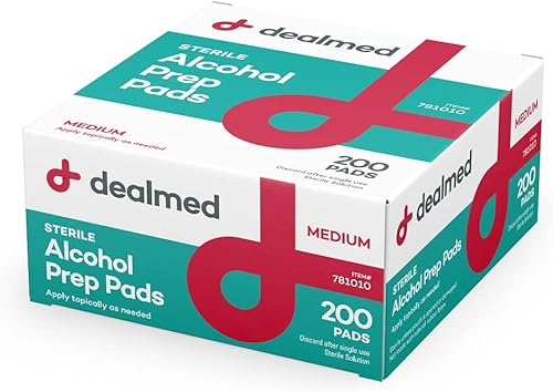 Vista 8 de Dealmed 200 almohadillas estériles de alcohol isopropílico envueltas individualmente, cuadrado mediano, 2 capas para cortes, rasguños y limpieza