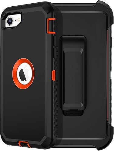 I-HONVA Funda para iPhone SE 20222020, iPhone 87 de 4.7 pulgadas con funda de clip para cinturón, protector de pantalla integrado a prueba de