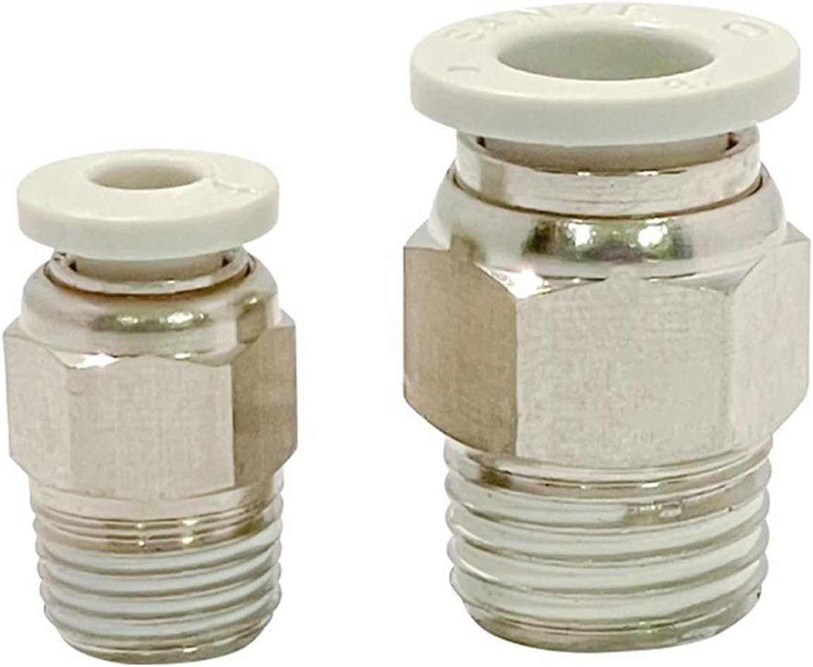 30PCS Pipe Connector Quick Male Straight One-Touch Fittings PC4-01/PC4-02/PC6-02/PC8-01_White Pneumatic Fitting(PC4-M5)