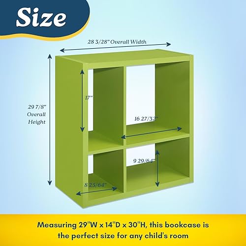 Miniatura 2 de Kings Brand Furniture - Katelyn - Estantería abierta de 4 cubos, organizador de almacenamiento de juguetes para niños (verde)