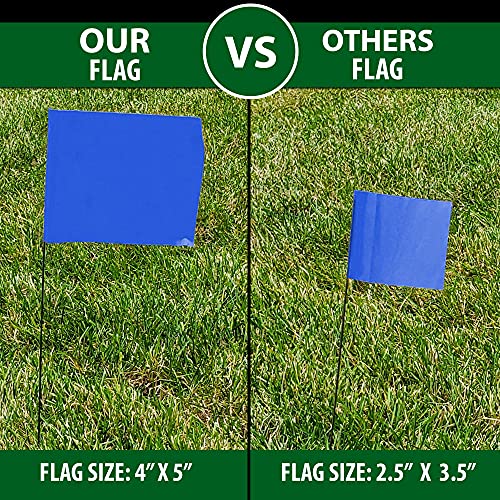 Blue Marking Flags 100 Pack 4x5Inch Marker Flags 15Inch Wire