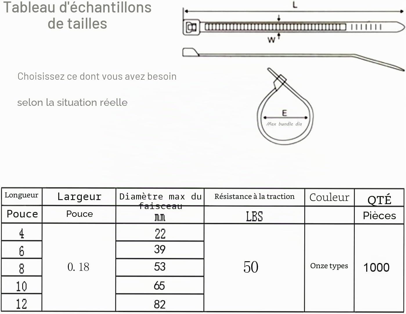 XINGO 1000 pièces Colliers de Serrage professionnelles, Noir-300mm x 4.8mm, Autobloquant, Attache Câble Résistant aux UV, Idéale pour l'intérieur et l'extérieur