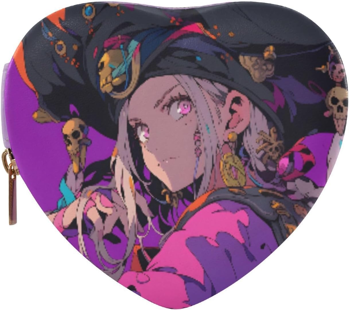 Jewelry Organizer Case Pirate Anime Print, PU Leather Zipper Closure Compact Portable 1 Pack