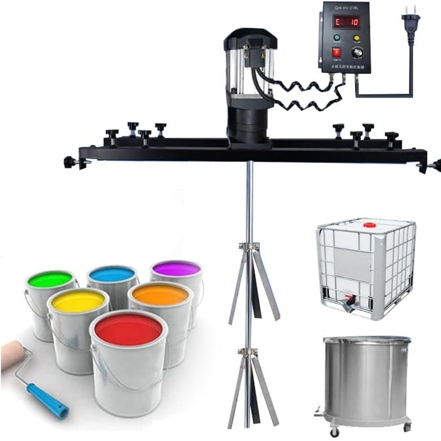 Mezcladora De Líquidos Y Polvos para Pintura Industrial, Agitadora Eléctrica De Alta Velocidad De 1580 W, con Impulsor Doble De 400 Mm Y Soporte De Montaje.