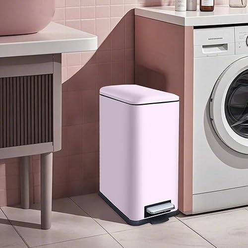 Miniatura 177 de Cubo de basura pequeño para baño con tapa, cubo de basura de 1.3 galones con cubo interior extraíble, cubo de basura delgado con tapa de cierre