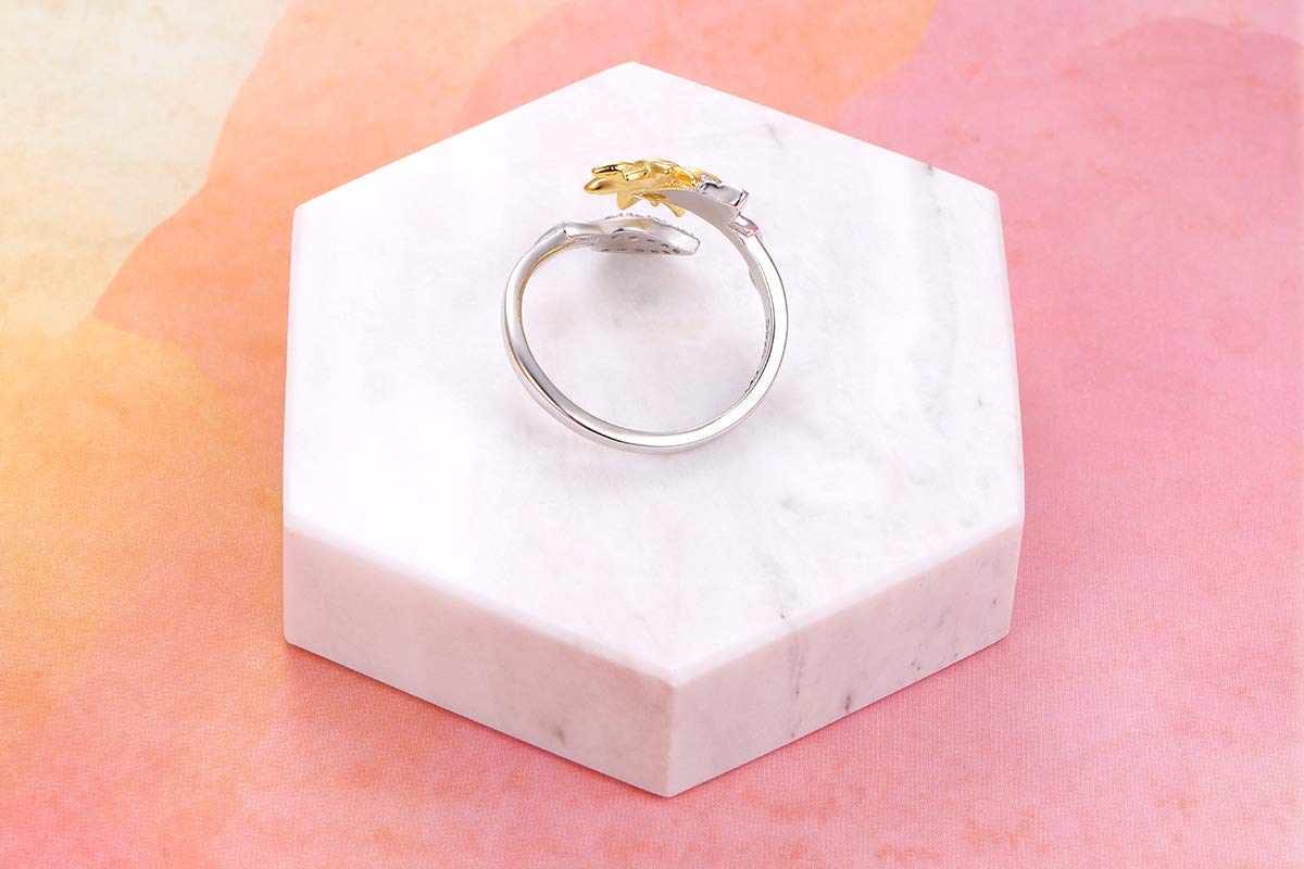 Flyow Bague ouverte réglable en argent sterling 925 avec motif tournesol et feuilles avec inscription You are My Sunshine pour femmes et filles