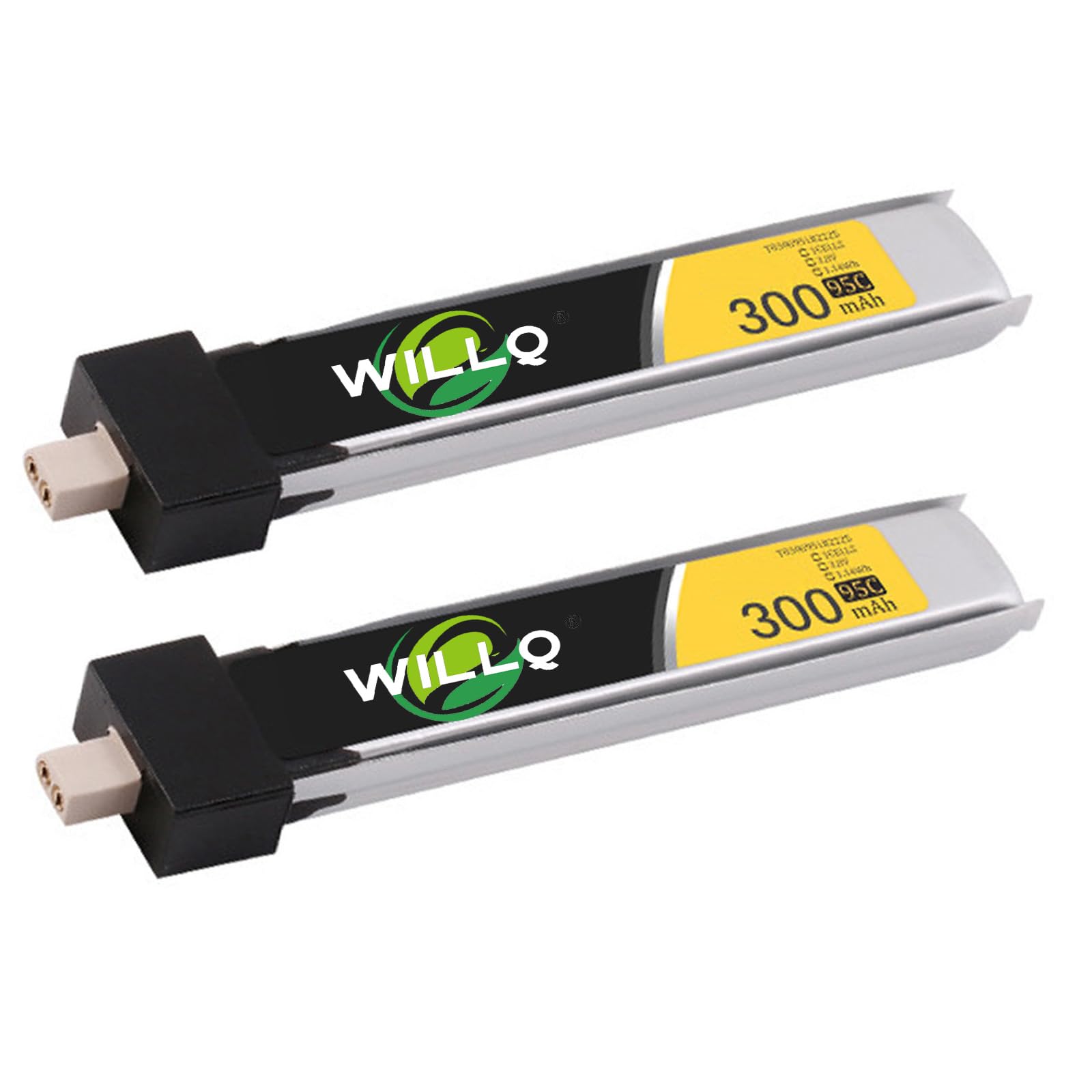 3.8V 300mAh/450mAh 1S1P High Discharge Rate 75C/95C FPV Indoor Racing Drone Lithium Battery 2 Pack