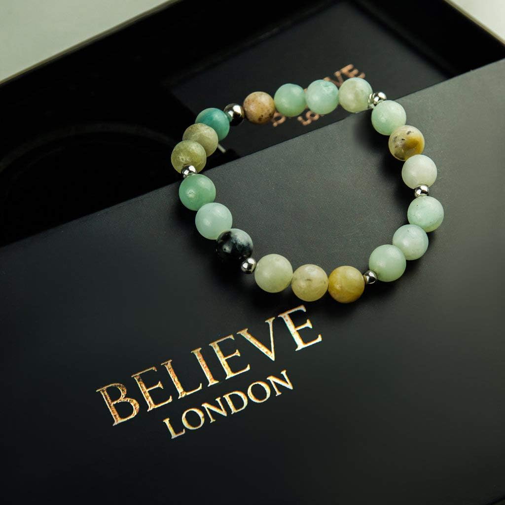 Miniatura 3 de Believe London - Pulsera de piedras preciosas para curación de chakras cristal de ansiedad piedra natural para hombres y mujeres alivio del estrés