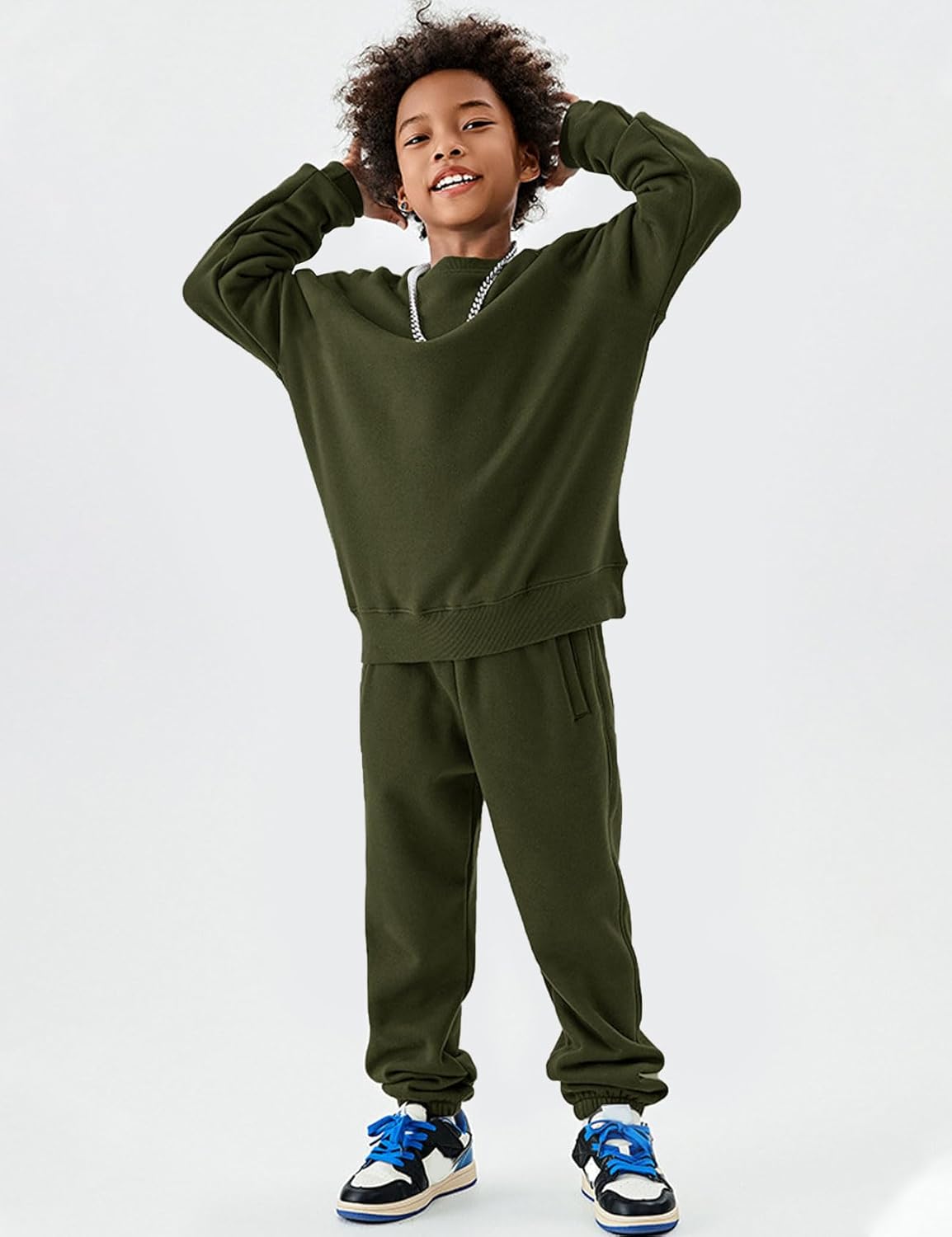 Flygo Unisex Boys Girls Fleece Lined Crewneck Sweatshirt Kids Warm Sherpa Pullover Sweater Sweatshirts Fall Winter Clothes - Image 2