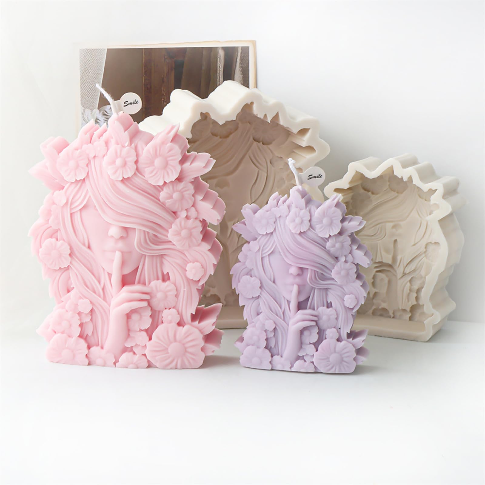 Precioso molde de silicona con forma de niña de las flores, S | Decoraciones de velas únicas, forma de vela suave y flexible para proyectos, forma llamativa en forma de