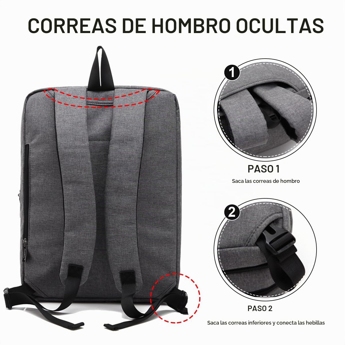 SONARIN Convertible Mochila Portátil,Multifuncional Hombre Mochila de Trabajo Bolso de Hombro Maletín,Impermeable Mochilas Ordenador 17,3 Pulgadas Mochilas de Viaje Bolsa Casual(Negro)