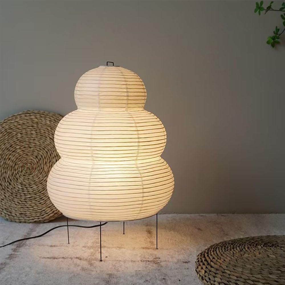 Mengjay Reispapier Lampe Retro Reispapier Nachttischlampe,Nachtlicht Gemütliche Nachttischlampe Tischbeleuchtung Dekorative Tischlampe Stimmung Tischlicht,Papierlampe Wohnzimmer Deko Lampe (A)