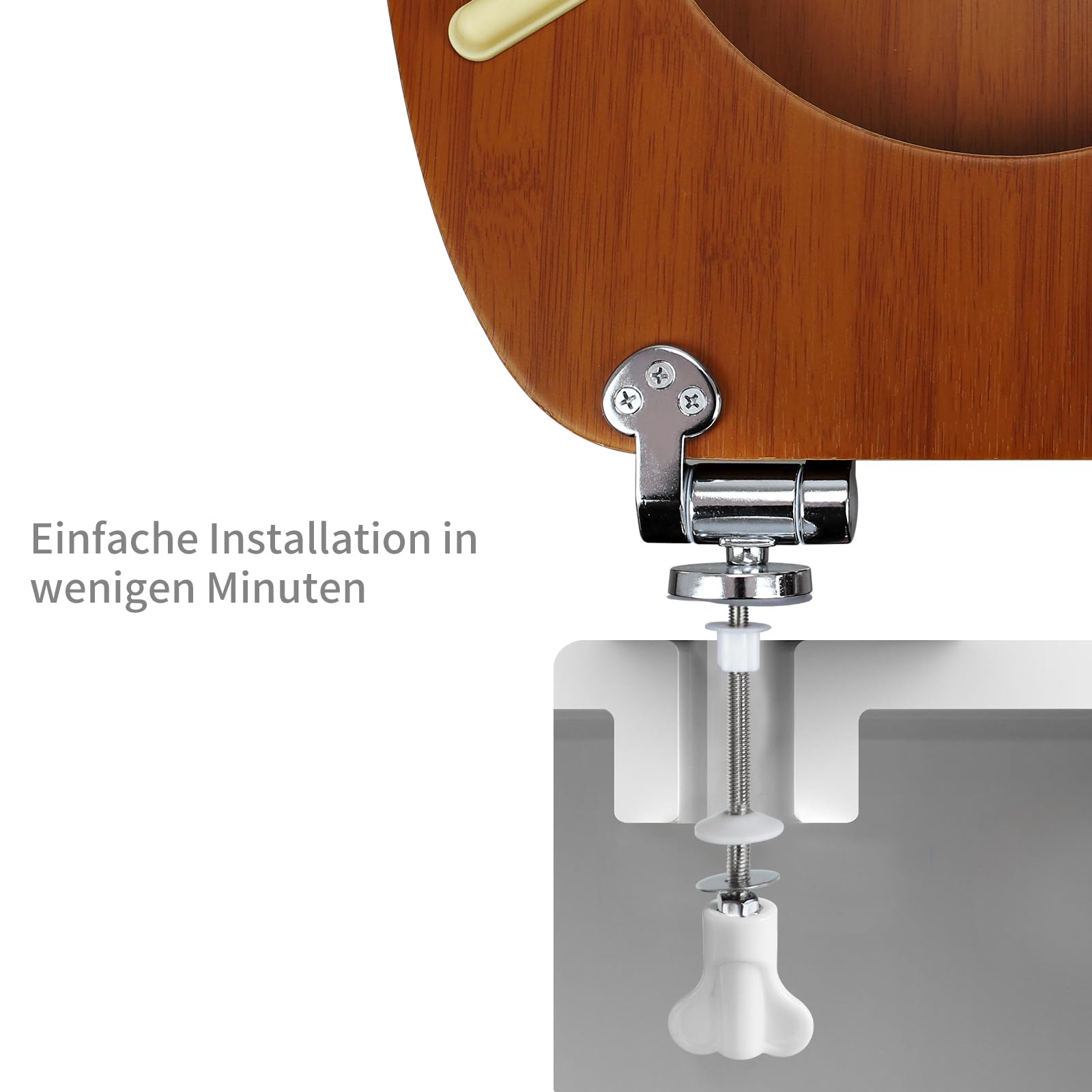 Asiento de inodoro con cierre automático, tapa de inodoro de alta calidad en madera MDF, montaje sencillo, tapa de inodoro estable, asiento de inodoro compatible con inodoros estándar de