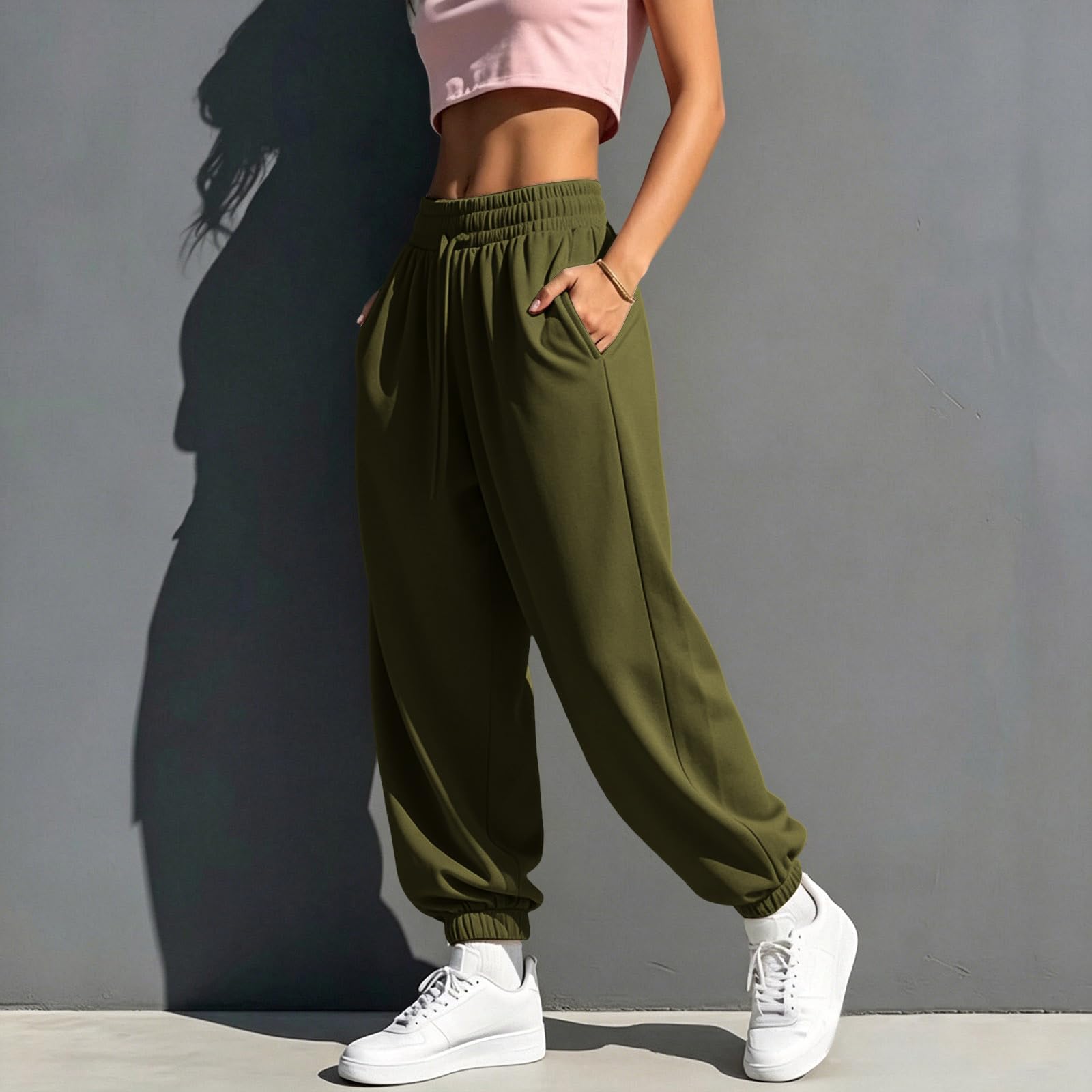 Sporthose Lang Leggings Blickdicht Hosen Für Damen Laufhosen Hohe Taille Dehnbar Lounge Weite Lose Sporthose Elegante Traininghose Mit Taschen Baggy Weitbeinige Hose Freizeithose