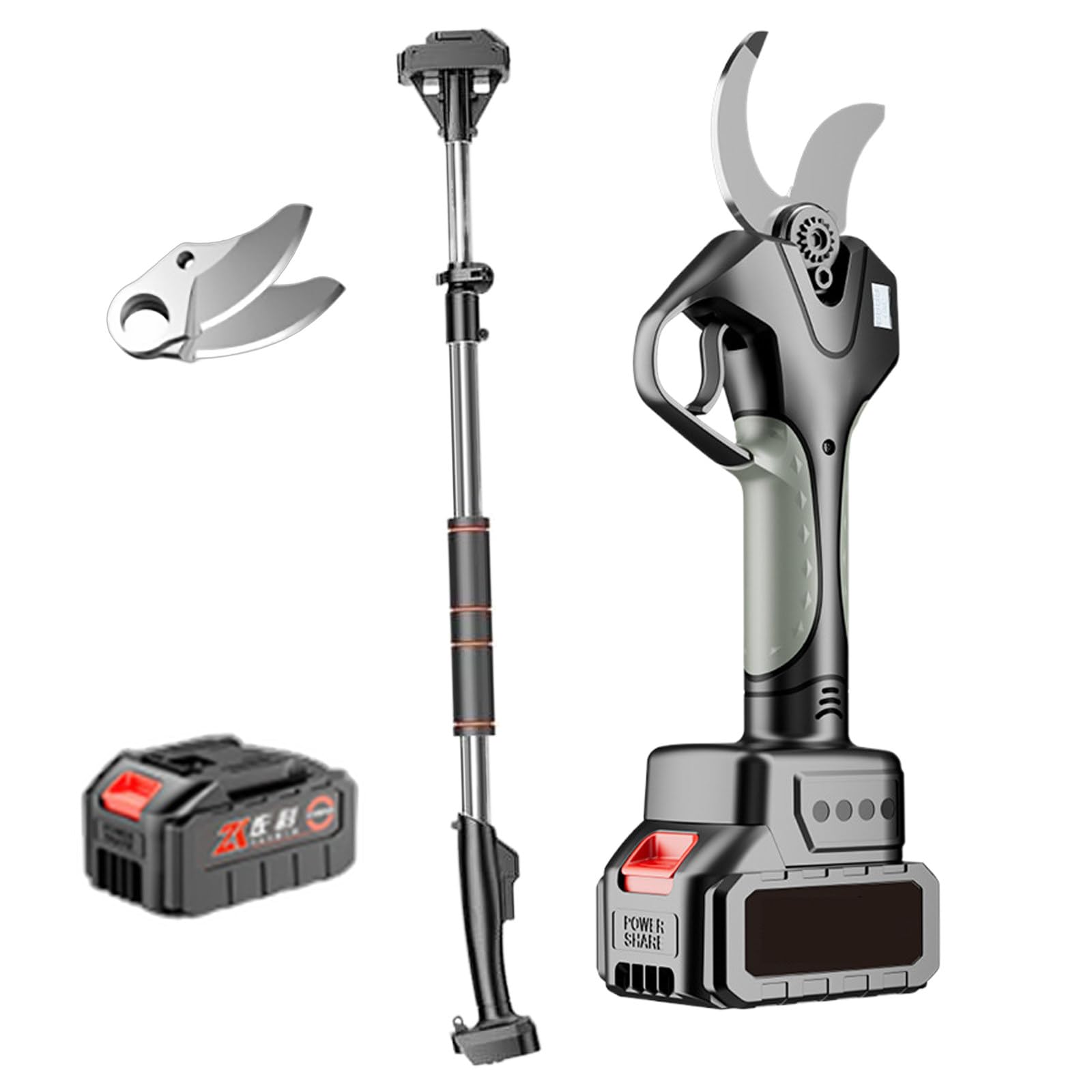 Tijeras De Podar Electricas Con 2 Baterías De Litio Recargables De 2,0 Amh, Carga De 2 Horas, Trabajo Hasta 4 Horas, Diámetro Máximo De Corte 40 Para Poda De Ramas De Árboles,2batteries