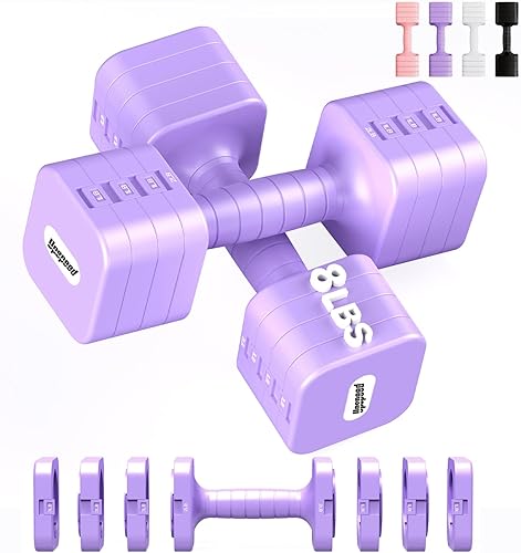 Miniatura 11 de Juego de mancuernas ajustables de 16 libras y 20 libras, juego de mancuernas para mujeres y hombres, pesas de mano, par de mancuernas para